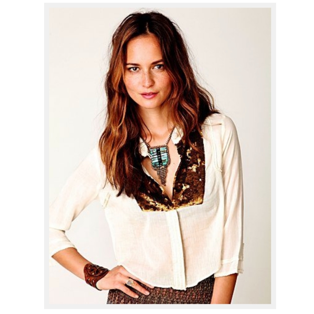 Fp New Romantics Squin Button Down Blouse - image 2